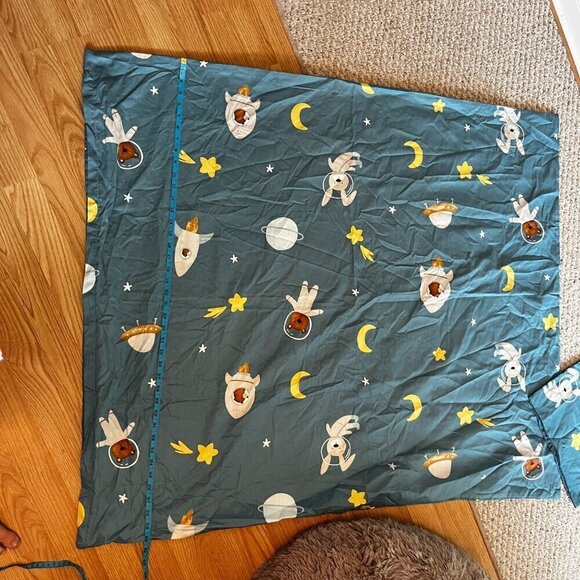 Crib Toddler Bed Duvet Cover and Pillow Case Blue Space Astronauts Stars - Picture 6 of 7